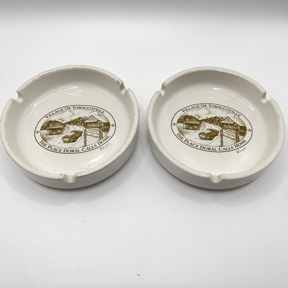 2‎ Village Of Tobaccoville Ashtrays Cigarette Doral Collectible Vintage Reynolds